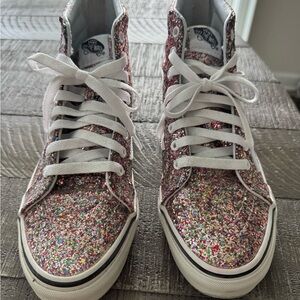 Vans Glittery High-Top Sneakers with White Accents